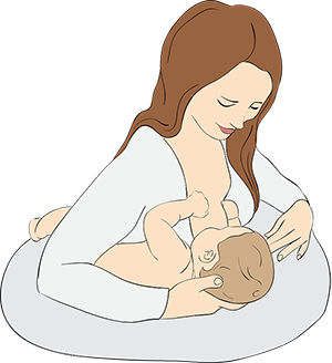 Immagine di posizione per l'allattamento con il cuscino
